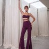CONJUNTO TOP E PANTALONA TAINÁ FLARE FENDA PÉROLAS ATELIER - UVA