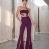 CONJUNTO TOP E PANTALONA TAINÁ FLARE FENDA PÉROLAS ATELIER - UVA