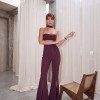 CONJUNTO TOP E PANTALONA TAINÁ FLARE FENDA PÉROLAS ATELIER - UVA