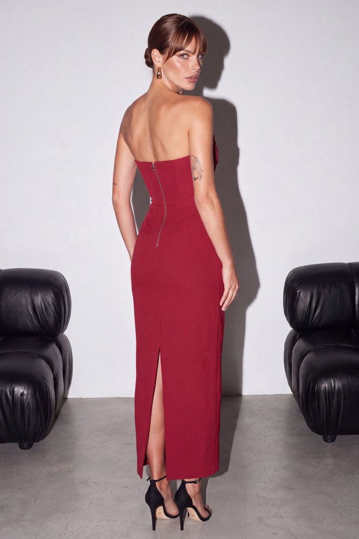 VESTIDO TABATA MIDI PÉROLAS ATELIER - CEREJA