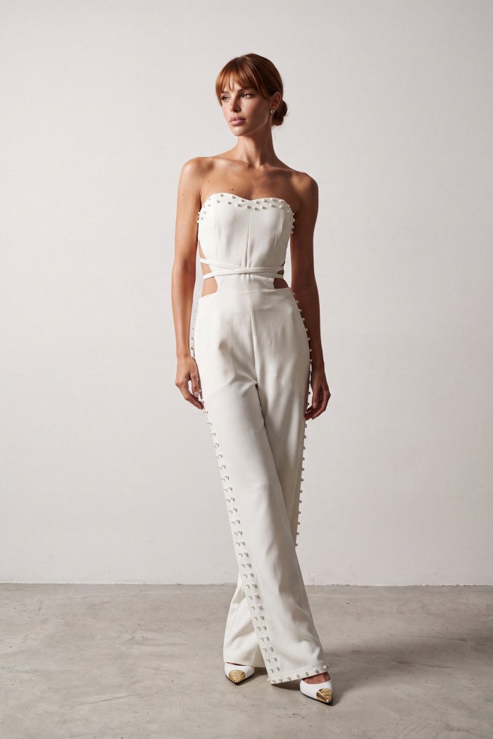 MACACÃO RITA CORSET RECORTES ATELIER - BRANCO