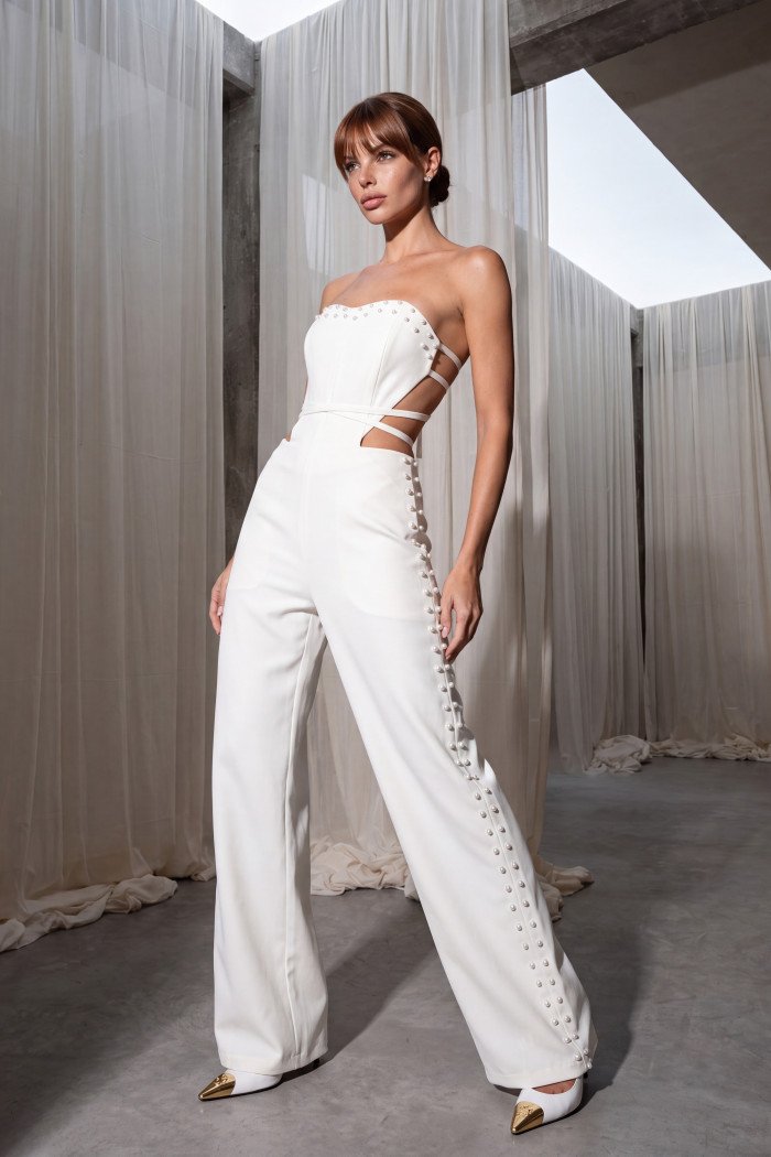 MACACÃO RITA CORSET RECORTES ATELIER - BRANCO