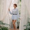CONJUNTO BARBARA CAMISA E SHORT PÉROLAS ATELIER - AZUL CLARO