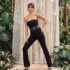 CONJUNTO CROPPED E CALÇA JEANS PÉROLAS ATELIER - PRETO