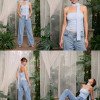 CROPPED FABIOLA TQC DRAPEADO CHOKER ATELIER - AZUL CLARO