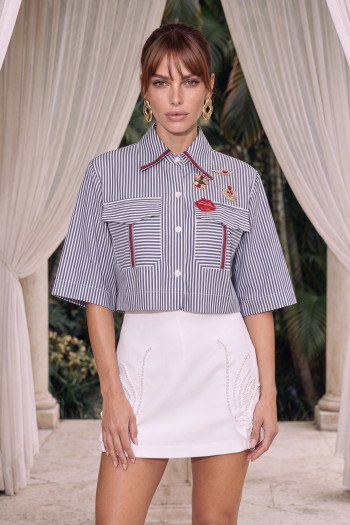 CAMISA ELISA LISTADA ATELIER - AZUL MARINHO