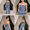 CONJUNTO CALÇA E BLUSA FLAVIANA TQC JEANS PÉROLAS ATELIER - AZUL