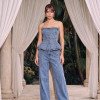 CONJUNTO CALÇA E BLUSA FLAVIANA TQC JEANS PÉROLAS ATELIER - AZUL