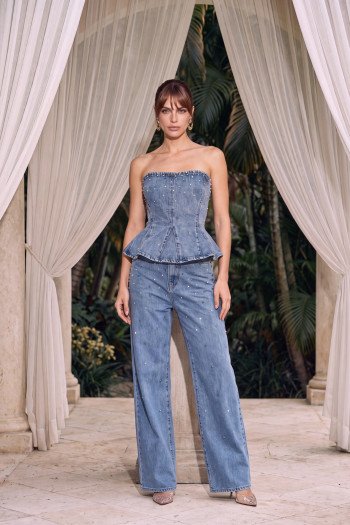 CONJUNTO CALÇA E BLUSA FLAVIANA TQC JEANS PÉROLAS ATELIER - AZUL