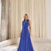VESTIDO DUBLIN LONGO GOLA BOBA - AZUL ROYAL
