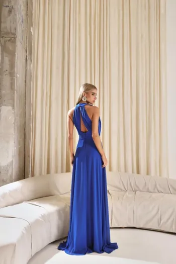 VESTIDO DUBLIN LONGO GOLA BOBA - AZUL ROYAL