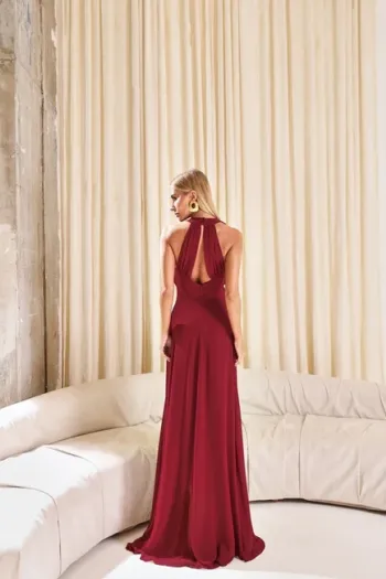 VESTIDO DUBLIN LONGO GOLA BOBA - MARSALA