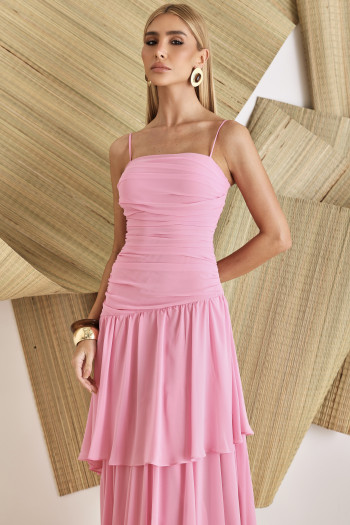 VESTIDO BIA LONGO CAMADAS - ROSA