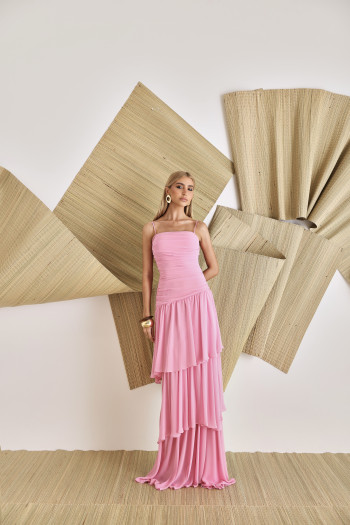 VESTIDO BIA LONGO CAMADAS - ROSA