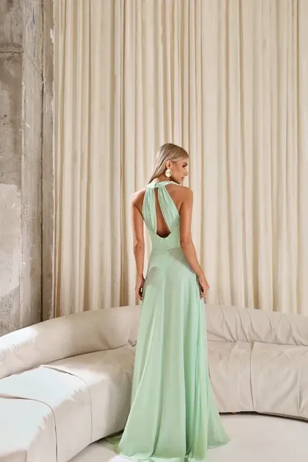 VESTIDO DUBLIN LONGO GOLA BOBA - VERDE MENTA