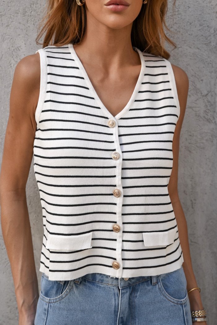 BLUSA ATENAS MODA LISTRADA - OFF WHITE