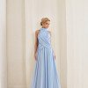 VESTIDO DE FESTA BANGKOK LONGO CRUZADO CAPA - AZUL SERENITY