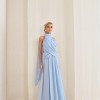 VESTIDO DE FESTA BANGKOK LONGO CRUZADO CAPA - AZUL SERENITY