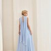 VESTIDO DE FESTA BANGKOK LONGO CRUZADO CAPA - AZUL SERENITY