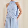 VESTIDO DE FESTA BANGKOK LONGO CRUZADO CAPA - AZUL SERENITY