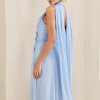 VESTIDO DE FESTA BANGKOK LONGO CRUZADO CAPA - AZUL SERENITY