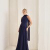 VESTIDO DE FESTA BANGKOK LONGO CRUZADO CAPA - AZUL MARINHO
