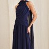 VESTIDO DE FESTA BANGKOK LONGO CRUZADO CAPA - AZUL MARINHO