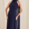 VESTIDO DE FESTA BANGKOK LONGO CRUZADO CAPA - AZUL MARINHO