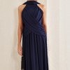 VESTIDO DE FESTA BANGKOK LONGO CRUZADO CAPA - AZUL MARINHO