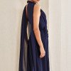 VESTIDO DE FESTA BANGKOK LONGO CRUZADO CAPA - AZUL MARINHO