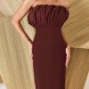 VESTIDO COPENHAGUE TUBINHO BUSTO LEQUE - VINHO