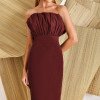 VESTIDO COPENHAGUE TUBINHO BUSTO LEQUE - VINHO