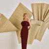 VESTIDO COPENHAGUE TUBINHO BUSTO LEQUE - VINHO