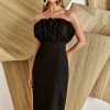 VESTIDO COPENHAGUE TUBINHO BUSTO LEQUE - PRETO