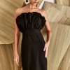 VESTIDO COPENHAGUE TUBINHO BUSTO LEQUE - PRETO