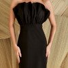 VESTIDO COPENHAGUE TUBINHO BUSTO LEQUE - PRETO