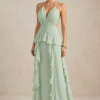 VESTIDO DÉBORA CUT OUT BABADOS - VERDE MENTA