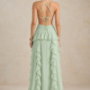 VESTIDO DÉBORA CUT OUT BABADOS - VERDE MENTA