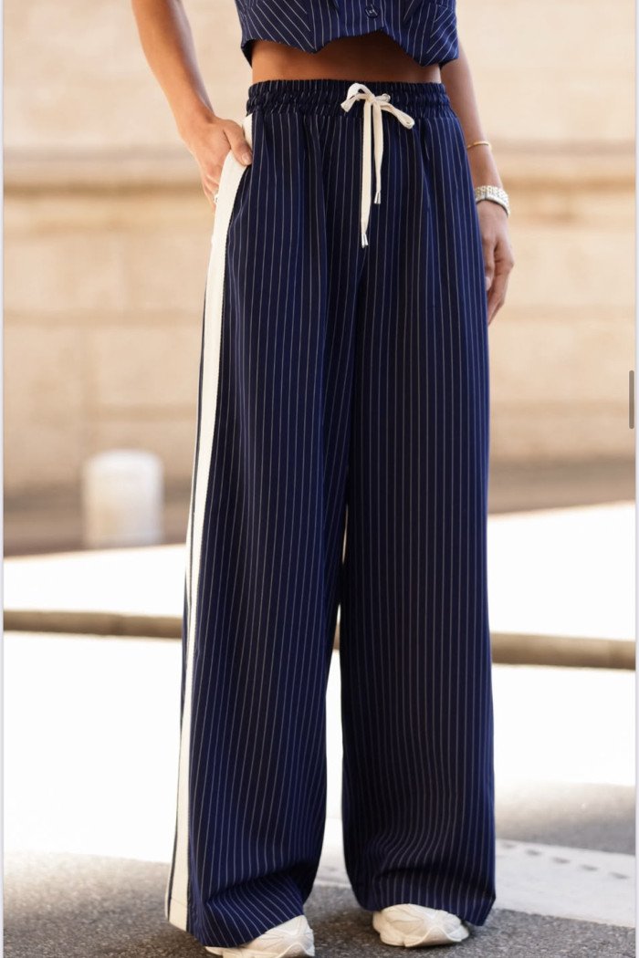 CONJUNTO INDIANÓPOLIS ALFAIATARIA RISCA DE GIZ - AZUL MARINHO