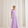 VESTIDO DE FESTA LISBOA LONGO DRAPEADO COM FAIXA - LILÁS