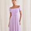 VESTIDO DE FESTA LISBOA LONGO DRAPEADO COM FAIXA - LILÁS