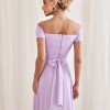 VESTIDO DE FESTA LISBOA LONGO DRAPEADO COM FAIXA - LILÁS