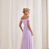 VESTIDO DE FESTA LISBOA LONGO DRAPEADO COM FAIXA - LILÁS