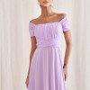 VESTIDO DE FESTA LISBOA LONGO DRAPEADO COM FAIXA - LILÁS