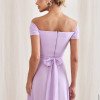 VESTIDO DE FESTA LISBOA LONGO DRAPEADO COM FAIXA - LILÁS