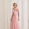 VESTIDO DE FESTA LISBOA LONGO DRAPEADO COM FAIXA - ROSA CLARO