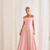 VESTIDO DE FESTA LISBOA LONGO DRAPEADO COM FAIXA - ROSA CLARO