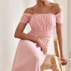 VESTIDO DE FESTA LISBOA LONGO DRAPEADO COM FAIXA - ROSA CLARO