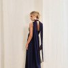 VESTIDO DE FESTA BANGKOK LONGO CRUZADO CAPA - AZUL MARINHO