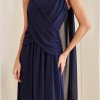 VESTIDO DE FESTA BANGKOK LONGO CRUZADO CAPA - AZUL MARINHO